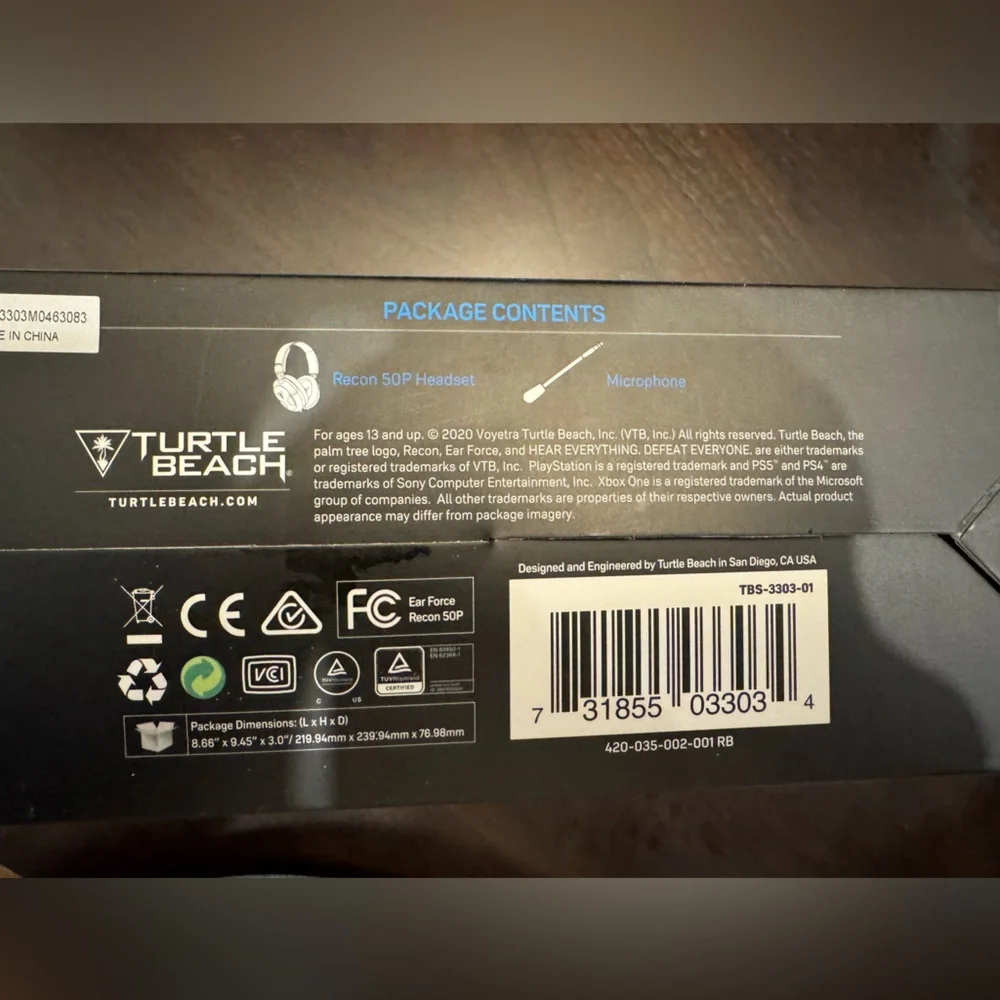 NEW IN BOX Turtle Beach Recon 50P Wired Gaming Headset - Black and Blue